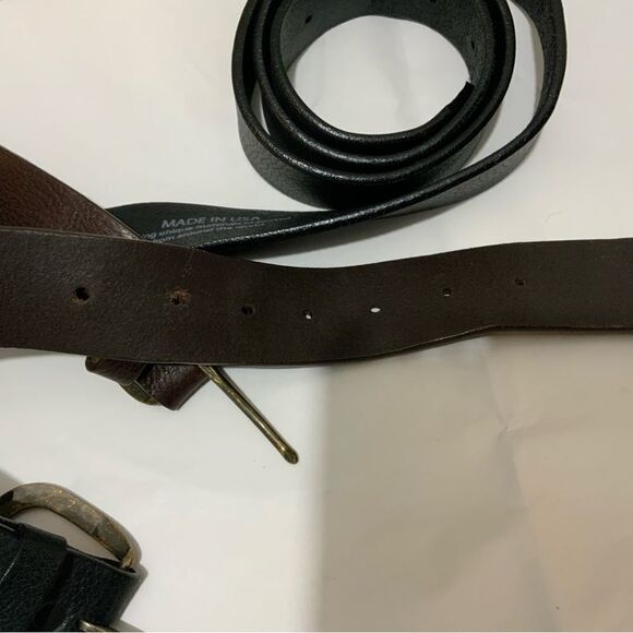 Justin Top Grain Leather Belt Size 42 Made In USA lot of 2 black & brown - Picture 5 of 11